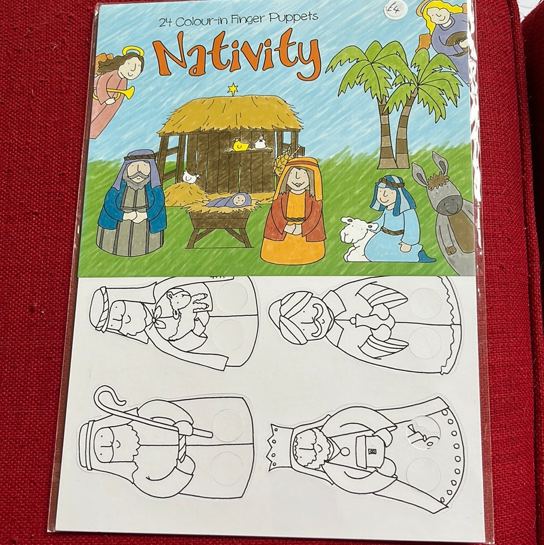 Christmas Nativity finger puppets Colour in