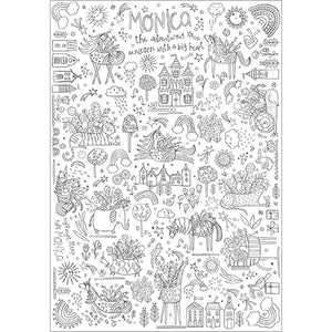TC05 Monica, Adventurous Unicorn Colour-in Tablecloth