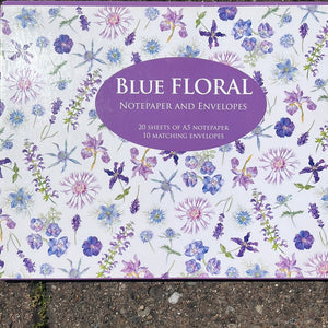 BLUE FLORAL STATIONERY SET