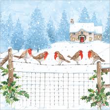 ROBINS ON A FENCE (PACK OF 8)
