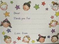 CHILDREN'S PARTY FACES THANK YOU NOTE CARDS