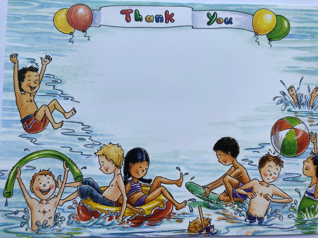 SWIMMING PARTY THANK YOU CARDS