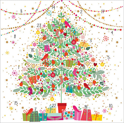 CHRISTMAS TREES ADVENT CALENDAR CARD